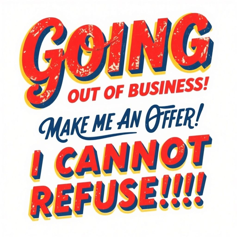 Going Out Of Business Sale! Sale On All Items.